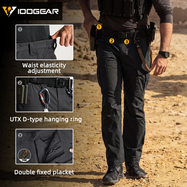 IDOGEAR Men's Ripstop Multi-Pocket Cargo Pants Water Resistant Outdoor Stretch Work Pants 3222