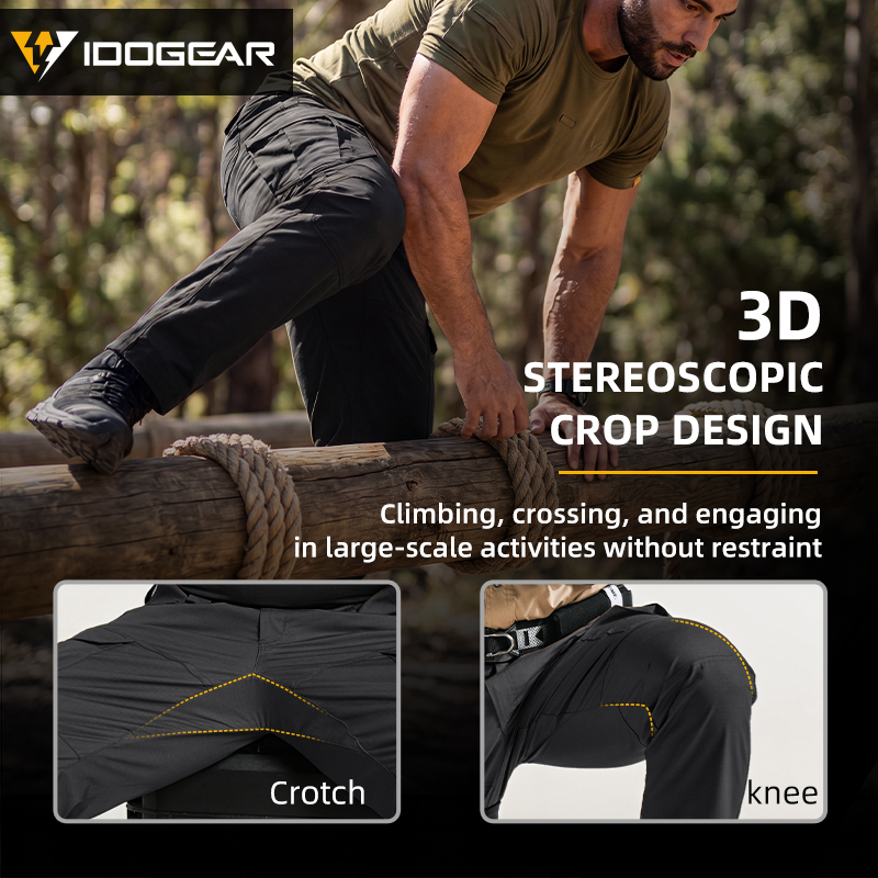 IDOGEAR Men's Ripstop Multi-Pocket Cargo Pants Water Resistant Outdoor Stretch Work Pants 3222