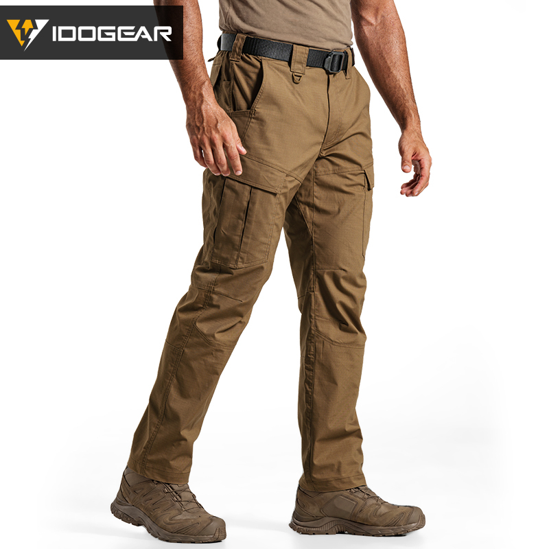 IDOGEAR Men's Ripstop Multi-Pocket Cargo Pants Water Resistant Outdoor Stretch Work Pants 3222
