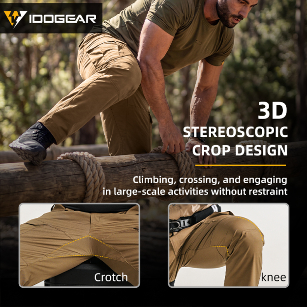 IDOGEAR Men's Cargo Pants Ripstop Multi-Pocket Stretch Outdoor Pants with Elastic Waist D-Ring & YKK Zipper 3222