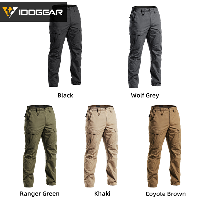 IDOGEAR Men's Ripstop Multi-Pocket Cargo Pants Water Resistant Outdoor Stretch Work Pants 3222