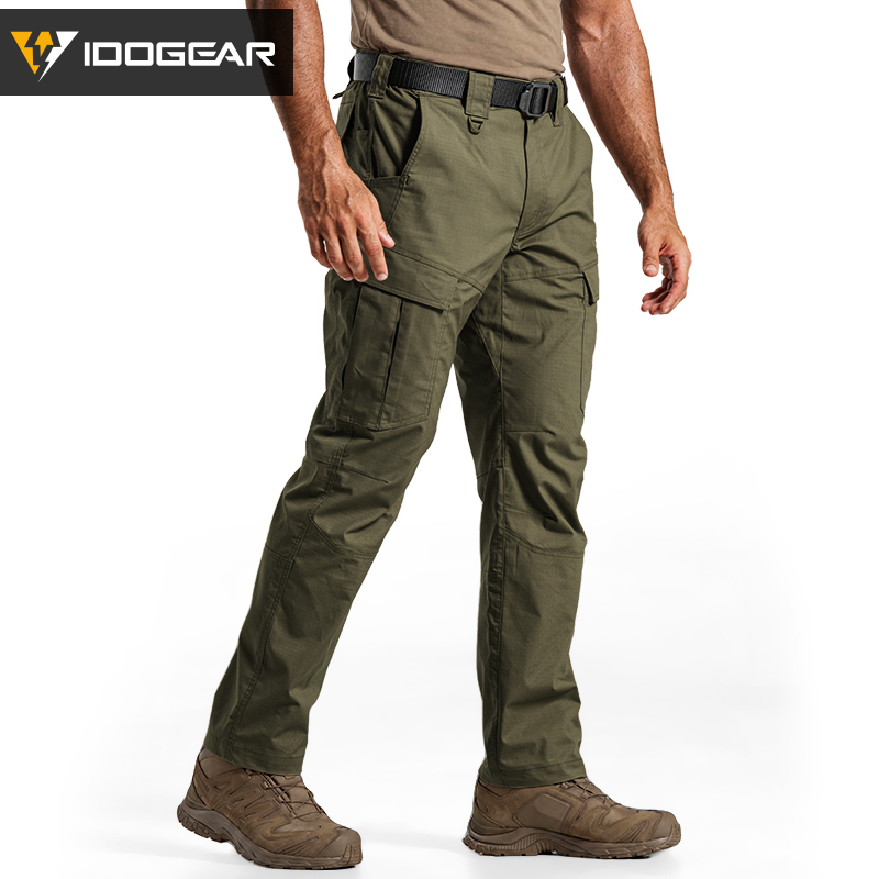 IDOGEAR Men's Ripstop Multi-Pocket Cargo Pants Water Resistant Outdoor Stretch Work Pants 3222