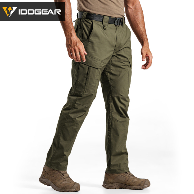 IDOGEAR Men's Ripstop Multi-Pocket Cargo Pants Water Resistant Outdoor Stretch Work Pants 3222
