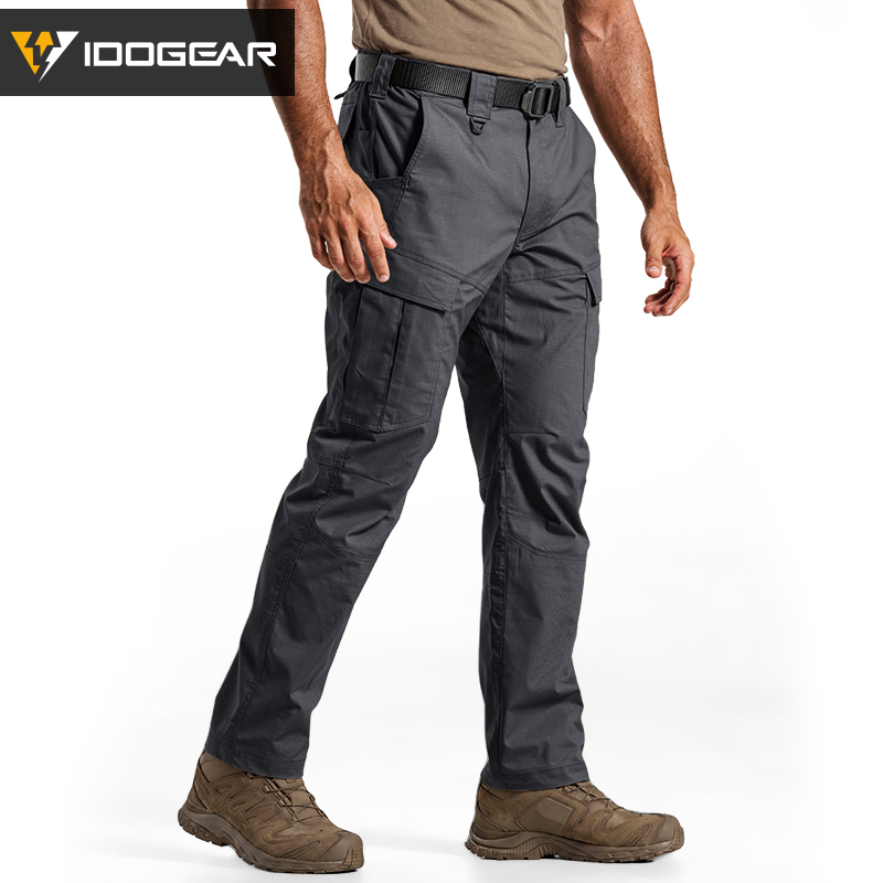 IDOGEAR Men's Ripstop Multi-Pocket Cargo Pants Water Resistant Outdoor Stretch Work Pants 3222