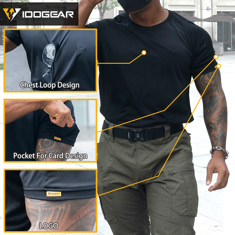 IDOGEAR Tactical Men's T-Shirt Round Neck Shirt Outdoor Sports Shirt Short Sleeve Quick Dry Casual 3114-IDOGEAR INDUSTRIAL