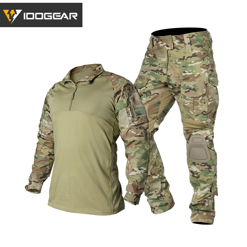 IDOGEAR Men's Tactical Combat Shirt and Pants Set Long Sleeve Multicam Hunting Military Uniform 1/4 Zip UT3011-IDOGEAR INDUSTRIAL