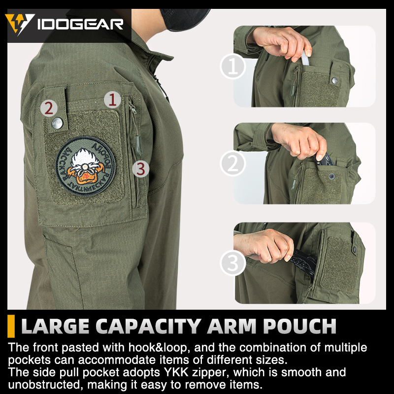 IDOGEAR BSR Tactical Shirt BDU Combat Clothes With Elbow Pads Slight elasticity Shirt Breathable 3115
