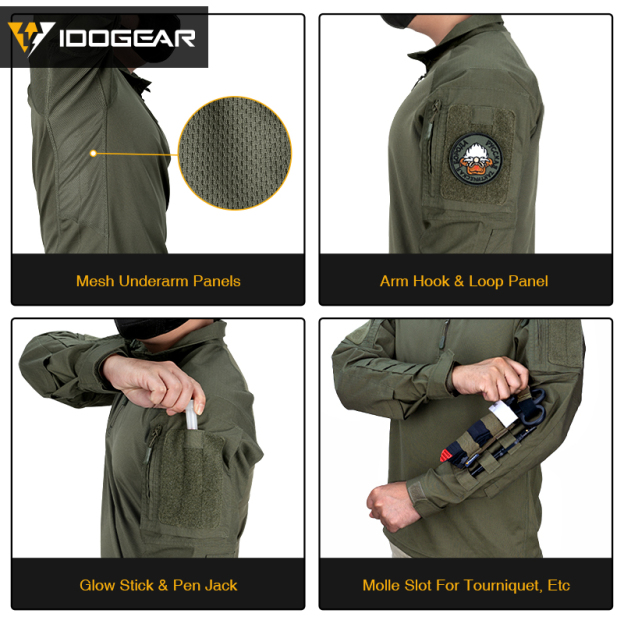 IDOGEAR UFS Men's  Tactical Shirt  Clothes With Elbow Pads  Slight Elasticity Breathable Sport Shirt  3116