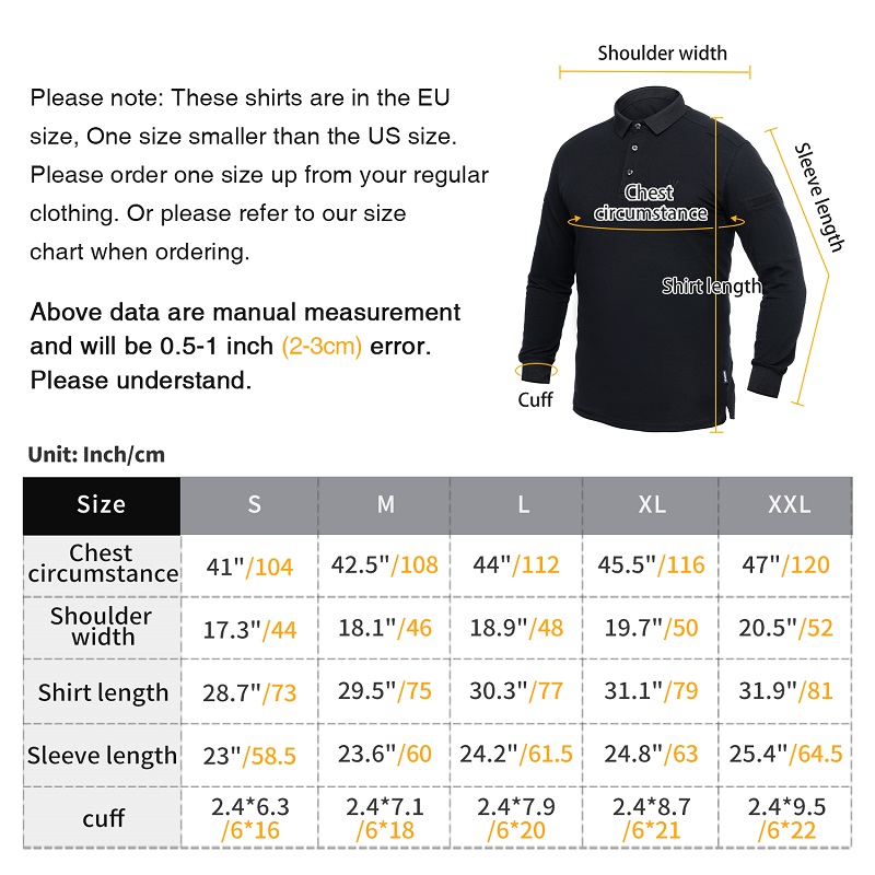 IDOGEAR Tactical Men's Polo Shirts Quick Dry Long Sleeve Shirts Pique Jersey Shirt 3117