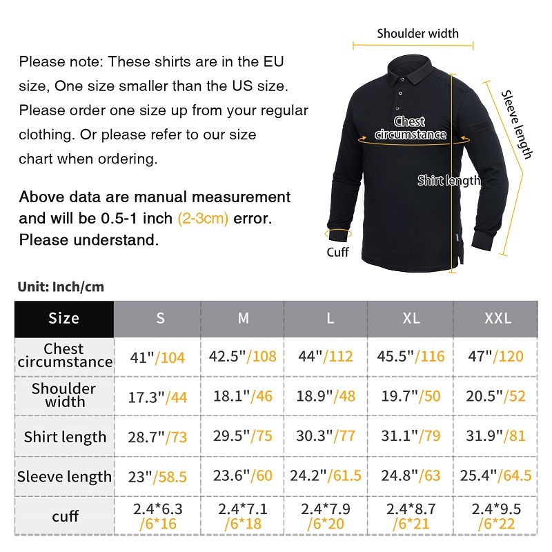 IDOGEAR Tactical Men's Polo Shirts Quick Dry Long Sleeve Shirts Pique Jersey Shirt 3117