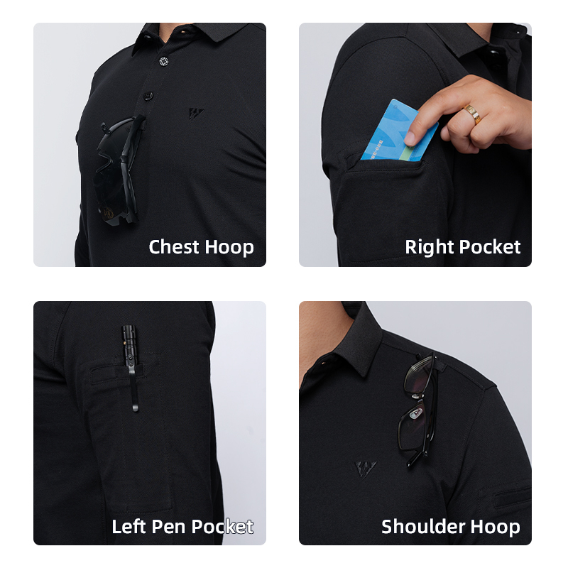 IDOGEAR Tactical Men's Polo Shirts Quick Dry Long Sleeve Shirts Pique Jersey Shirt 3117