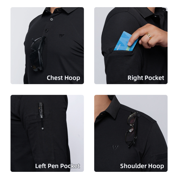 IDOGEAR Tactical Men's Polo Shirts Quick Dry Long Sleeve Shirts Pique Jersey Shirt 3117