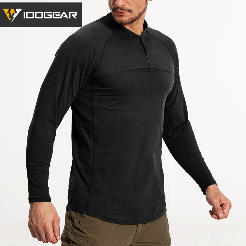 IDOGEAR Sports Shirt Long Sleeve Quick Dry Breathable Training Shirt for Outdoors Training Gym 3119