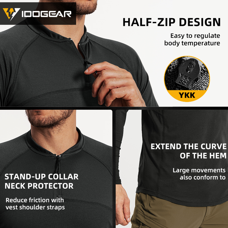 IDOGEAR Sports Shirt Long Sleeve Quick Dry Breathable Training Shirt for Outdoors Training Gym 3119