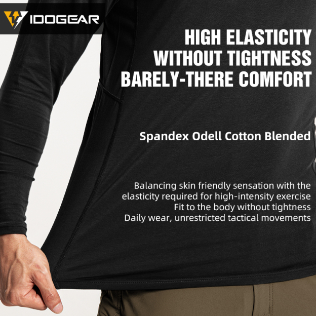IDOGEAR Sports Shirt Long Sleeve Quick Dry Breathable Training Shirt for Outdoors Training Gym 3119