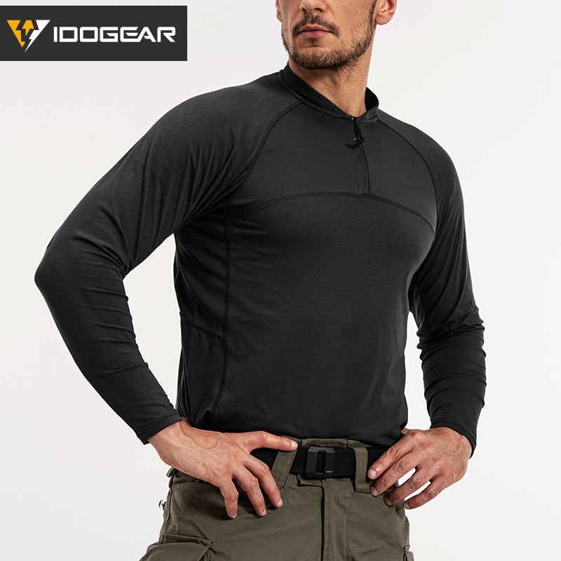 IDOGEAR Sports Shirt Long Sleeve Quick Dry Breathable Training Shirt for Outdoors Training Gym 3119