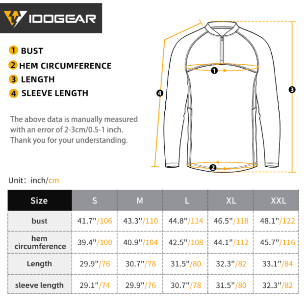 IDOGEAR Sports Shirt Long Sleeve Quick Dry Breathable Training Shirt for Outdoors Training Gym 3119