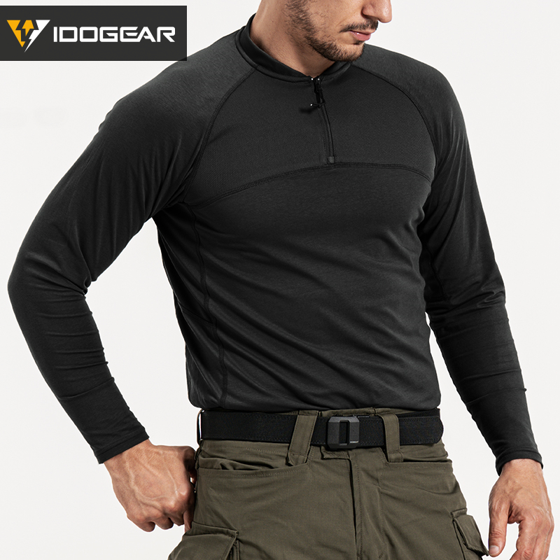 IDOGEAR Sports Shirt Long Sleeve Quick Dry Breathable Training Shirt for Outdoors Training Gym 3119
