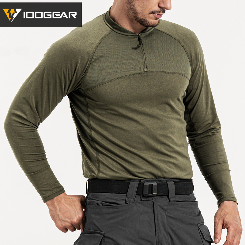 IDOGEAR Sports Shirt Long Sleeve Quick Dry Breathable Training Shirt for Outdoors Training Gym 3119