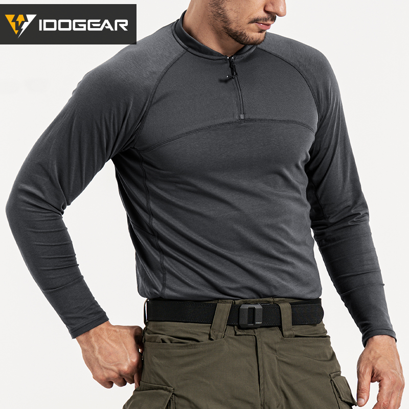 IDOGEAR Sports Shirt Long Sleeve Quick Dry Breathable Training Shirt for Outdoors Training Gym 3119