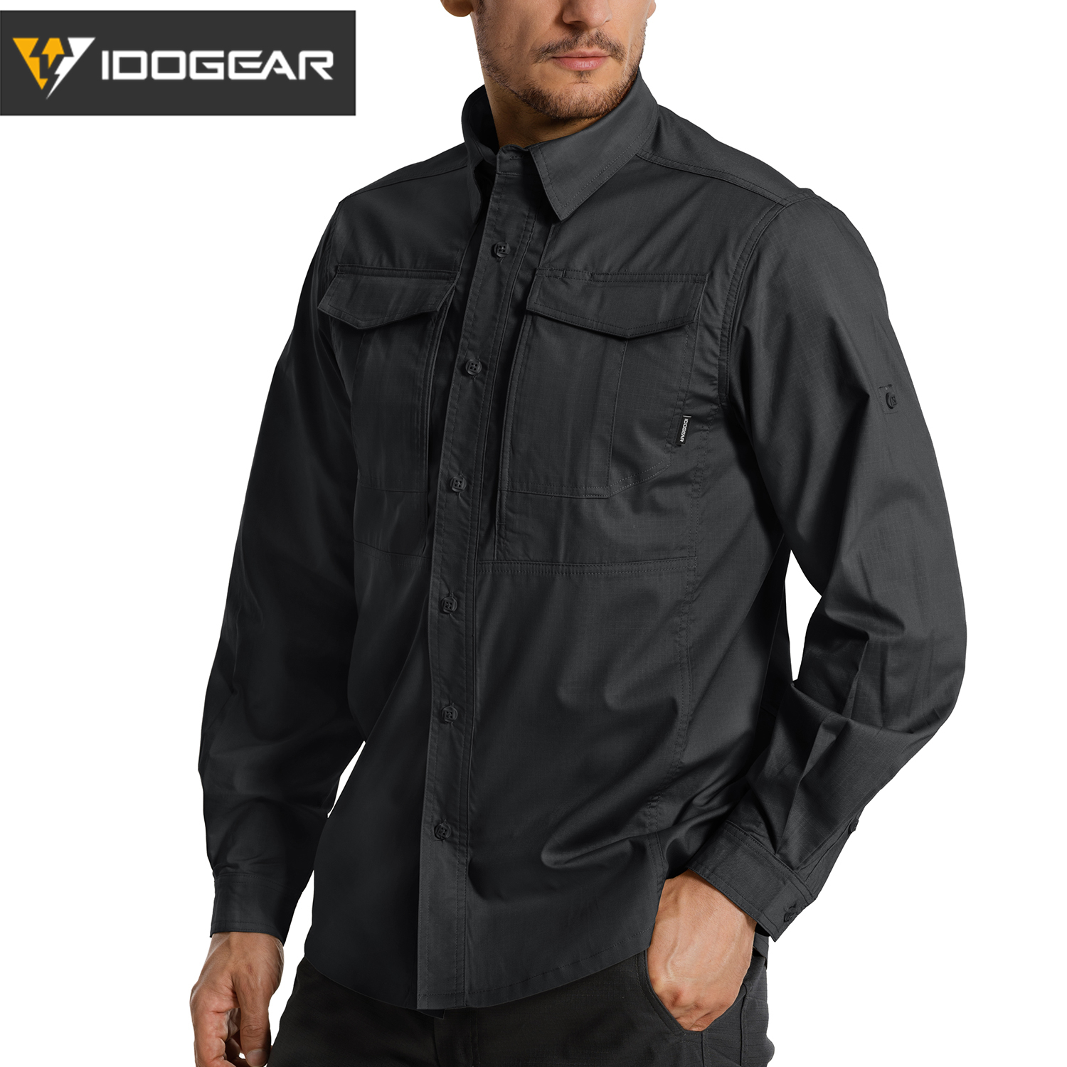 IDOGEAR Men’s IS4 Long Sleeve Shirt Moisture Wicking Stretch Plaid Shirt UPF 50+ Outdoor Casual Shirt 3120