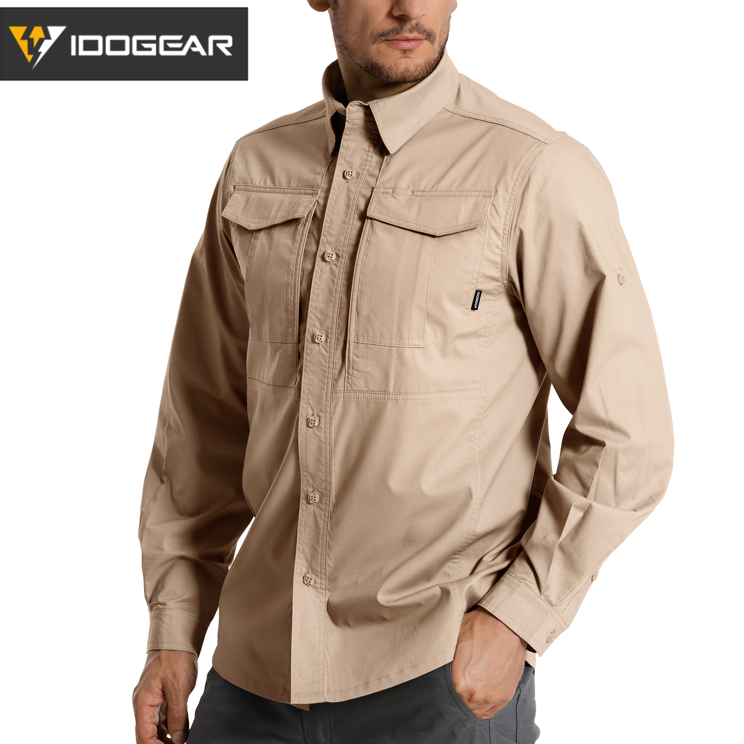 IDOGEAR Men’s IS4 Long Sleeve Shirt Moisture Wicking Stretch Plaid Shirt UPF 50+ Outdoor Casual Shirt 3120