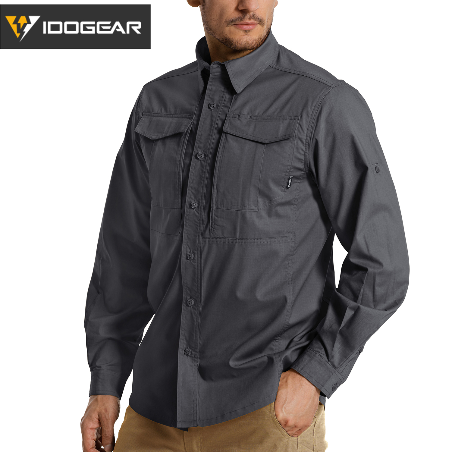 IDOGEAR Men’s IS4 Long Sleeve Shirt Moisture Wicking Stretch Plaid Shirt UPF 50+ Outdoor Casual Shirt 3120
