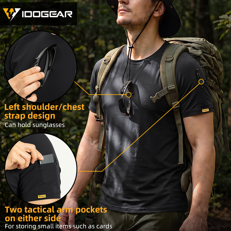 IDOGEAR Men's Stretch Short Sleeve Shirt 3D Tailored Casual Outdoor T-Shirt  Daily Wear 3122