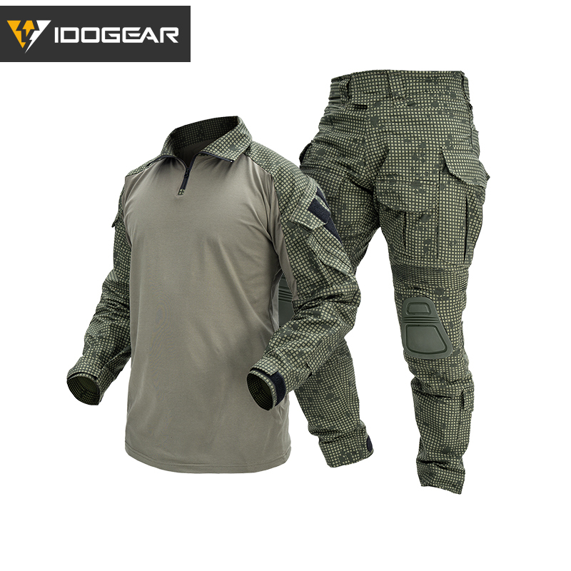 IDOGEAR G3 Combat Black Suit Shirts & Pants with Knee Pads Update Version Tactical Uniforms (set) UT3001