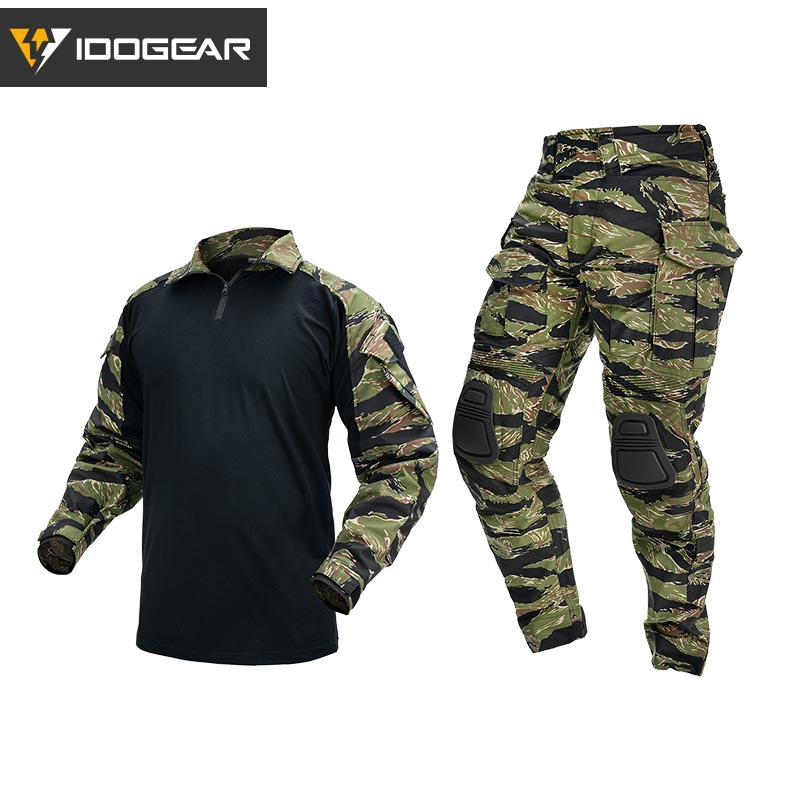 IDOGEAR G3 Combat Black Suit Shirts & Pants with Knee Pads Update Version Tactical Uniforms (set) UT3001