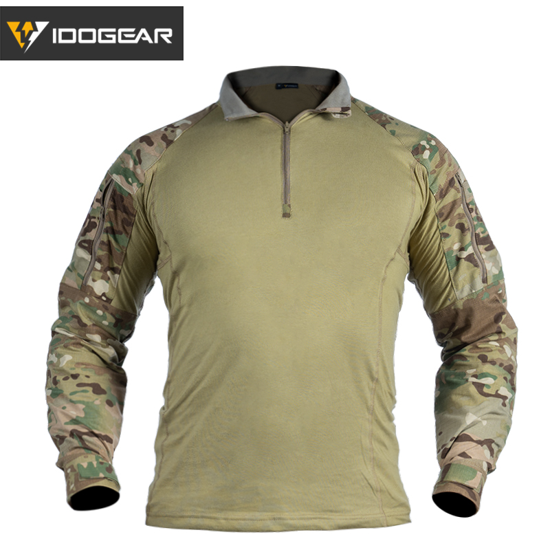 IDOGEAR G4 tactical Shirt With Elbow Pads Tactical Shirt Camo Multicam Hunting Shirt 3112