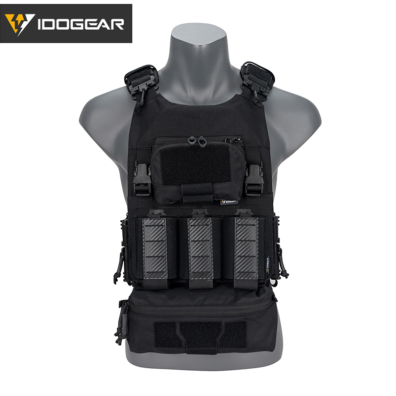 IDOGEAR Tactical Vest with Drop Pouch, Chest Pouch and Triple Mag Pouch 3318-4Pack