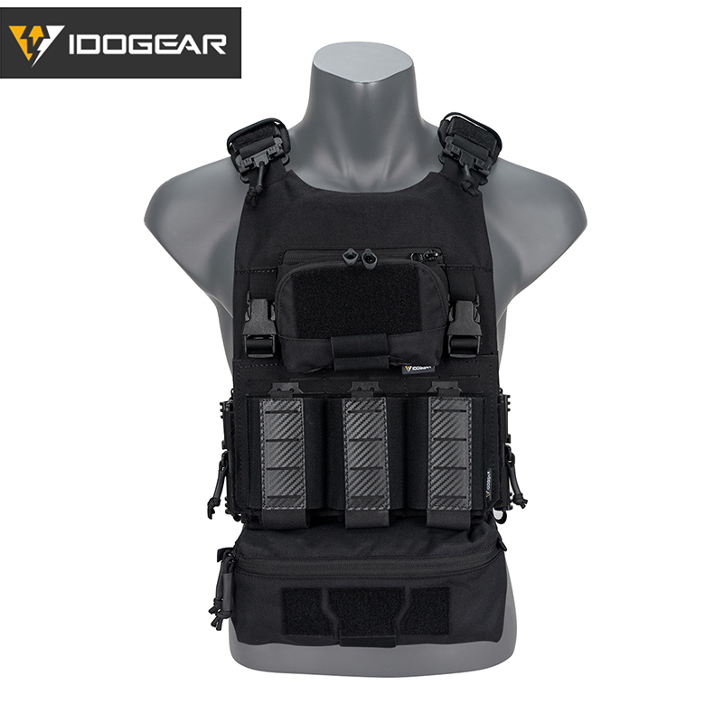 IDOGEAR Tactical Vest with Drop Pouch, Chest Pouch and Triple Mag Pouch 3318-4Pack