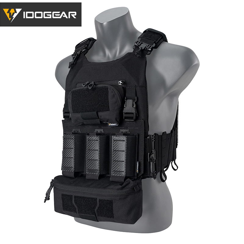 IDOGEAR Tactical Vest with Drop Pouch, Chest Pouch and Triple Mag Pouch 3318-4Pack