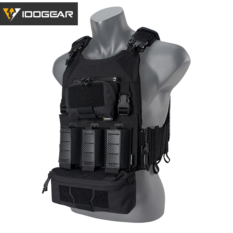 IDOGEAR Tactical Vest with Drop Pouch, Chest Pouch and Triple Mag Pouch 3318-4Pack