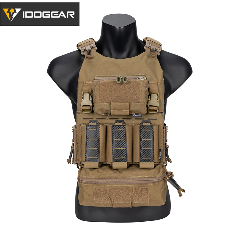 IDOGEAR Tactical Vest with Drop Pouch, Chest Pouch and Triple Mag Pouch 3318-4Pack