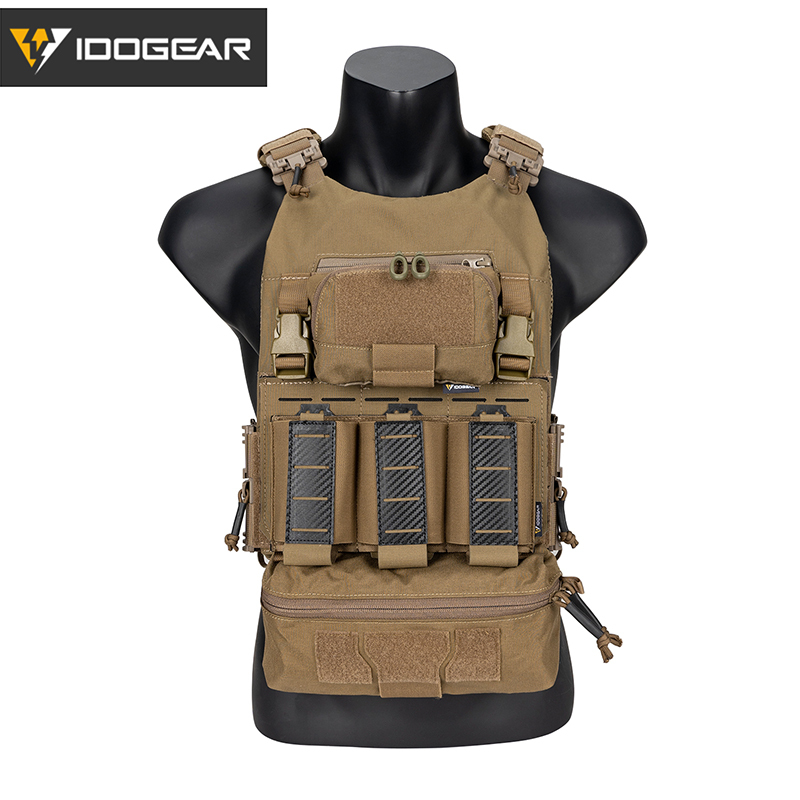 IDOGEAR Tactical Vest with Drop Pouch, Chest Pouch and Triple Mag Pouch 3318-4Pack
