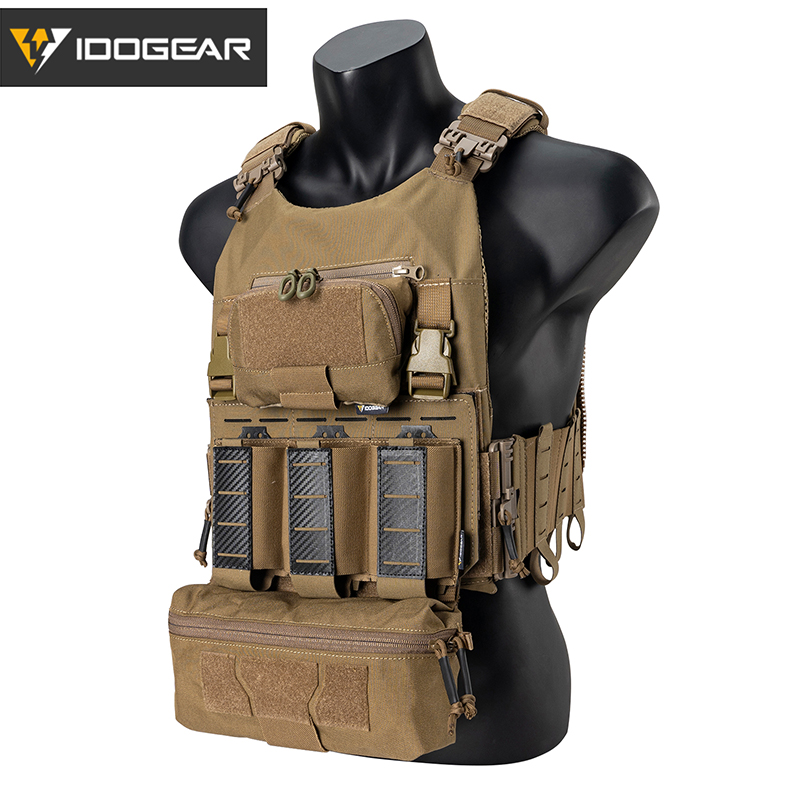 IDOGEAR Tactical Vest with Drop Pouch, Chest Pouch and Triple Mag Pouch 3318-4Pack