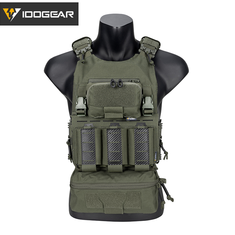 IDOGEAR Tactical Vest with Drop Pouch, Chest Pouch and Triple Mag Pouch Quick Release Laser Cut Combat Vest 3318Set