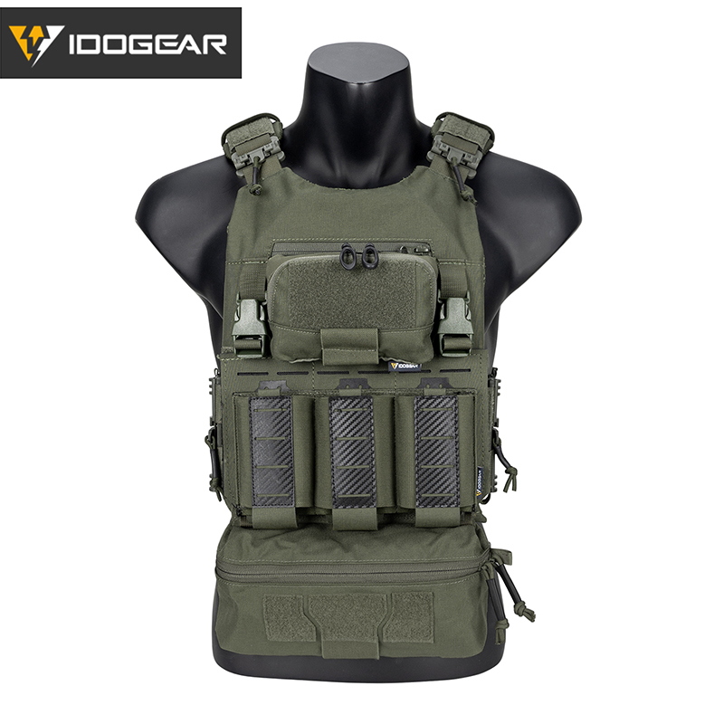 IDOGEAR Tactical Vest with Drop Pouch, Chest Pouch and Triple Mag Pouch 3318-4Pack