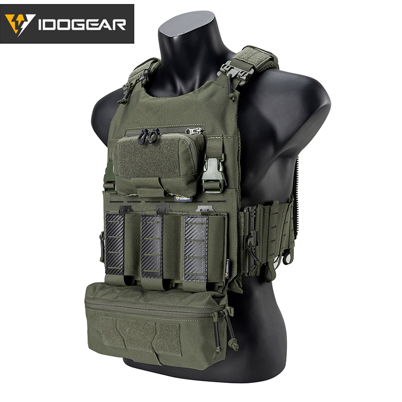 IDOGEAR Tactical Vest with Drop Pouch, Chest Pouch and Triple Mag Pouch 3318-4Pack