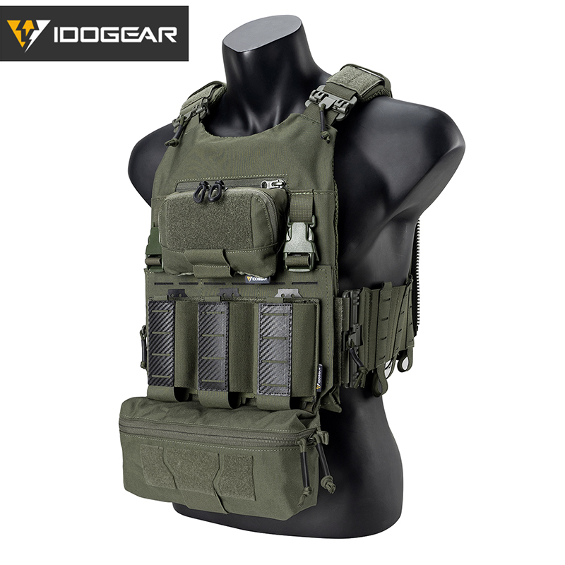 IDOGEAR Tactical Vest with Drop Pouch, Chest Pouch and Triple Mag Pouch 3318-4Pack