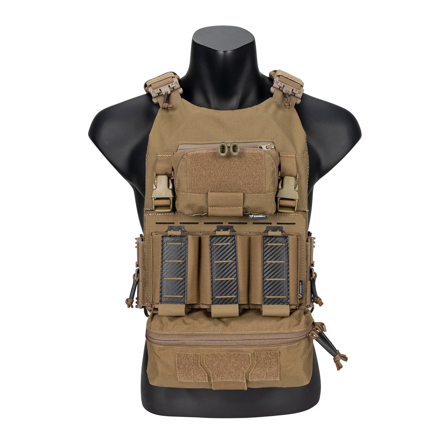 IDOGEAR Tactical Vest with Drop Pouch, Chest Pouch and Triple Mag Pouch Camouflage Military Quick Release Laser Cut Combat Vest Set-IDOGEAR INDUSTRIAL