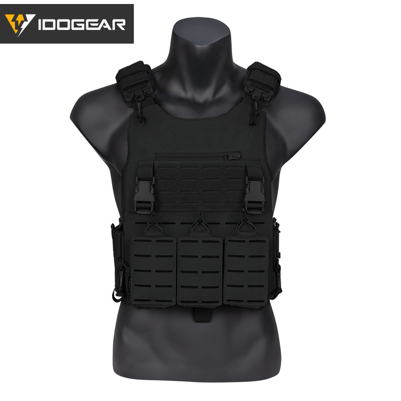 IDOGEAR LSR Tactical Plate Carrier with 556 Mag Pouch Triple Mag Carrier Laser Cut 3318SET