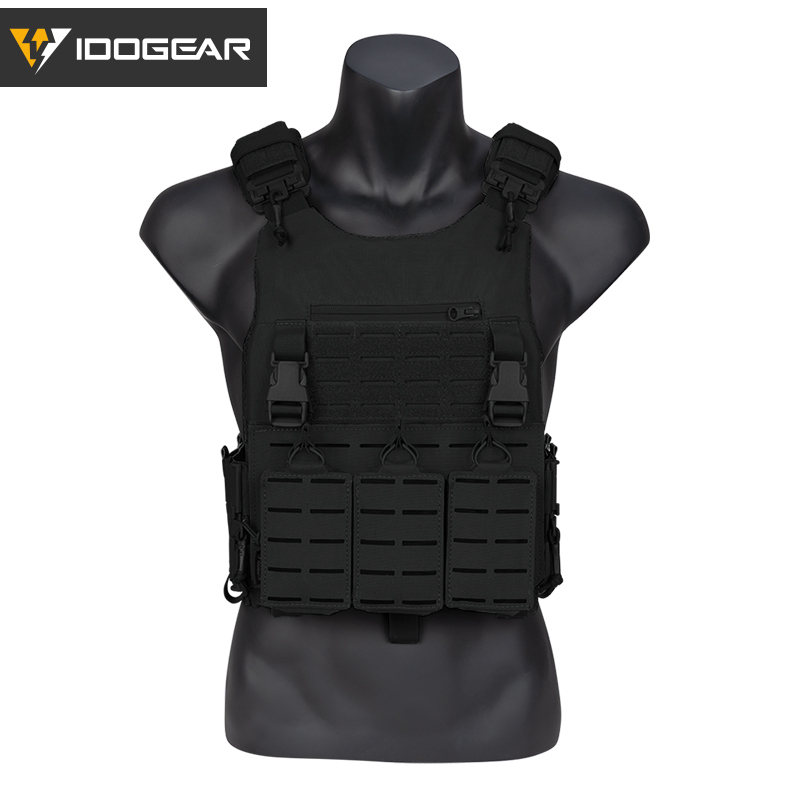 IDOGEAR LSR Tactical Plate Carrier with 556 Mag Pouch Triple Mag Carrier Laser Cut 3318SET