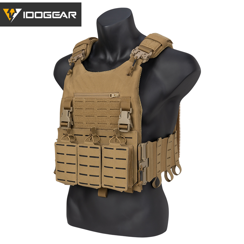 IDOGEAR LSR Tactical Plate Carrier with 556 Mag Pouch Triple Mag Carrier Laser Cut 3318SET