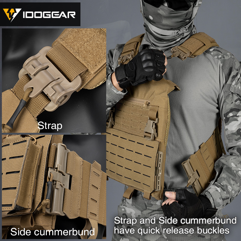 IDOGEAR Tactical Vest Military Quick Release Laser Cut Combat Vest Set/3318-A