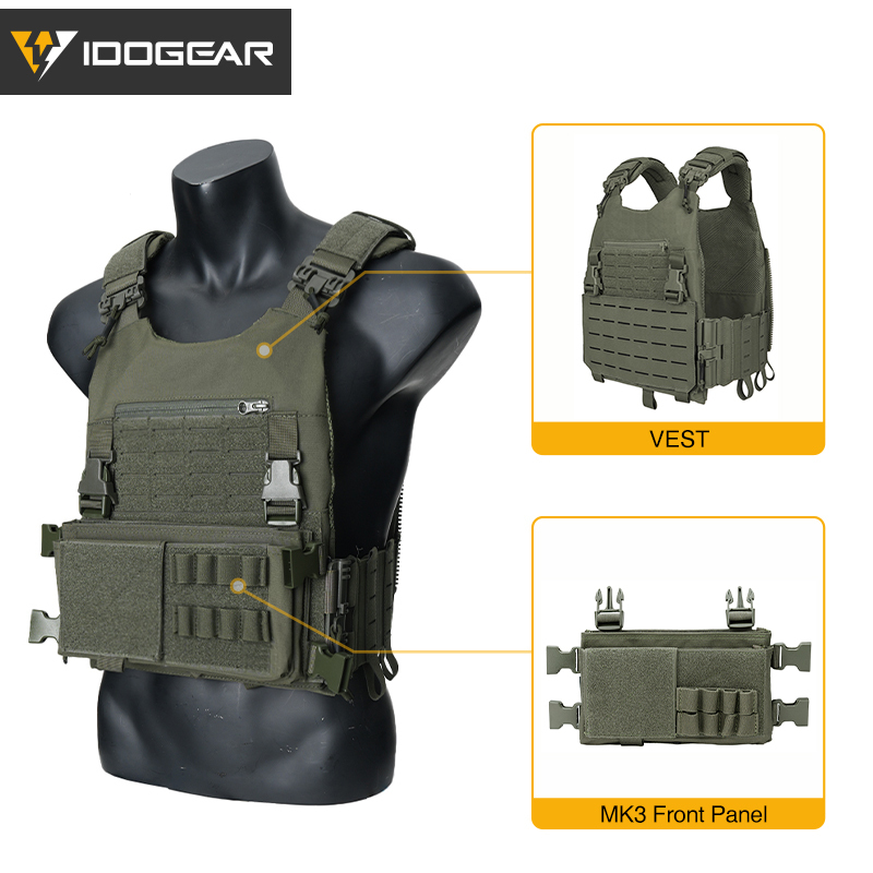 IDOGEAR LSR Tactical Plate Carrier with MK3 Placard Holder 3318-2Pack