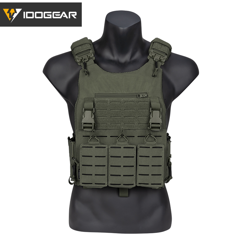 IDOGEAR LSR Tactical Plate Carrier with 556 Mag Pouch Triple Mag Carrier Laser Cut 3318SET