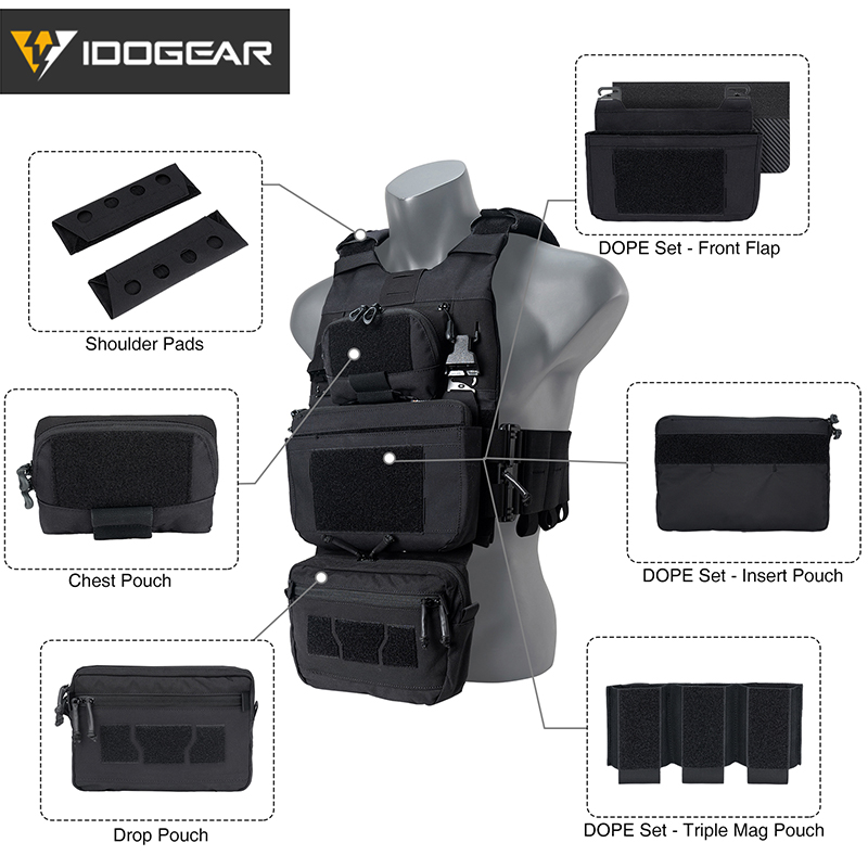 Tactical 3.0 FCSK Vest with DOPE Pouch Set ,Drop Pouch and Dump Drop 3320Set-6Pack
